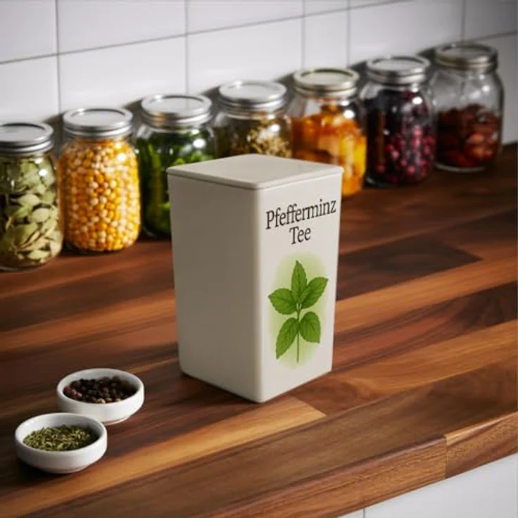 speecheese Grüne Ruhe Pfefferminz Tee Dose, 900 ml Vorratsdose mit botanischen Illustrationen und lebensmittelechter Qualität – Bild 5