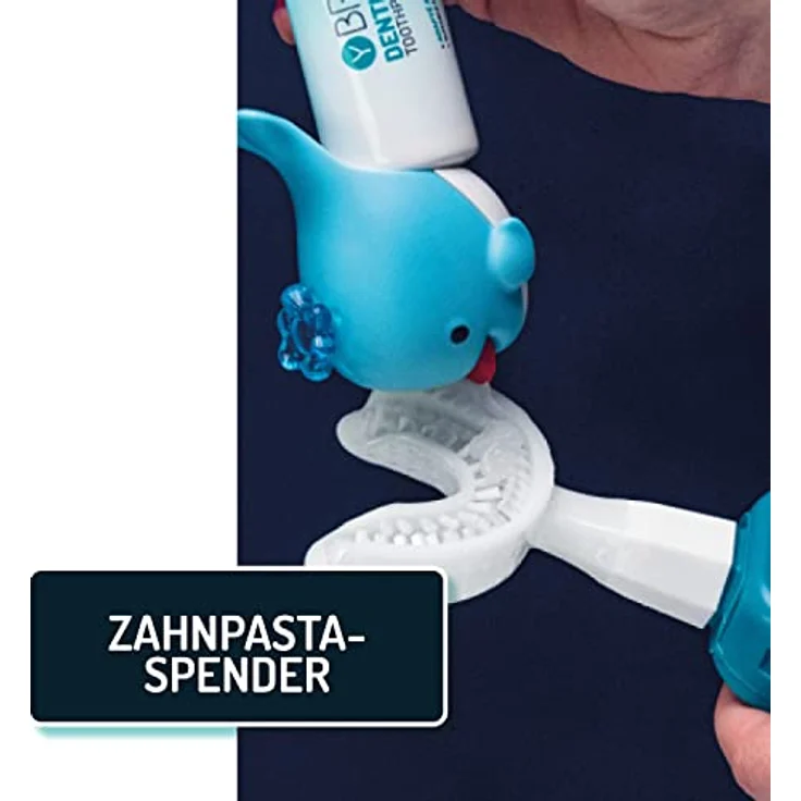 Y-Brush - Elektrische Zahnbürste – Y-Bürste – 3 Monate Laufzeit – Kinder NylonStart Pack (4-12 Jahre) - Zahnpasta-Spender Blauwal-Applikator – Bild 5