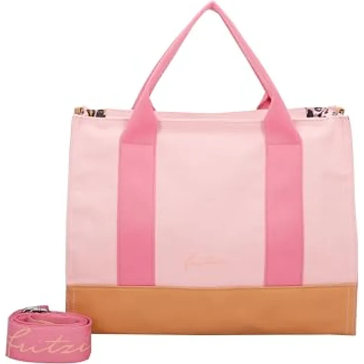Fritzi aus Preußen, Damen Handtasche, Canvas Umhängetasche 40 cm, Pink/Rosa, abnehmbarer Schulterriemen für Crossbody-Tragen