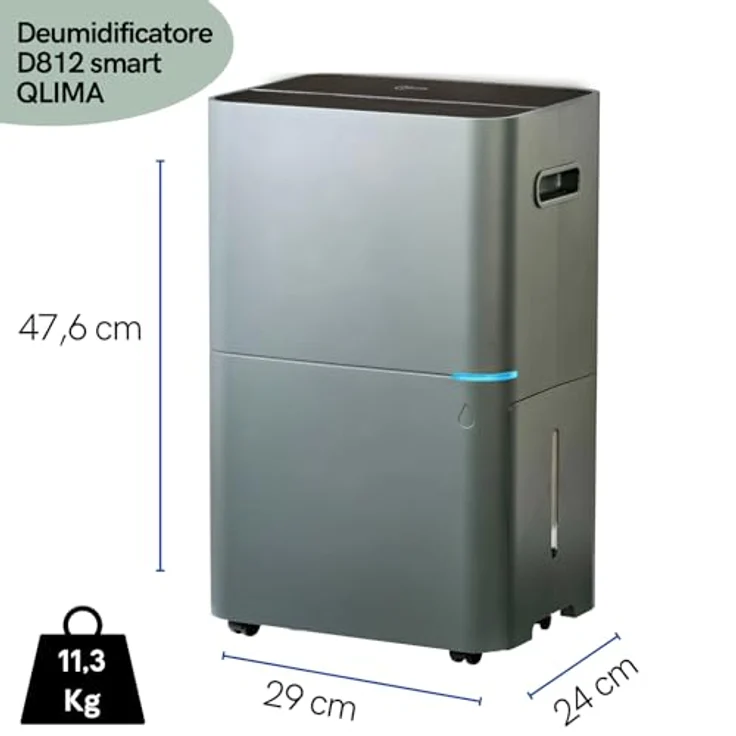 QLIMA Luftentfeuchter d 812 smart grau, Plug & Play, Smart, Timer, bis zu 12 Liter/Tag – Bild 2