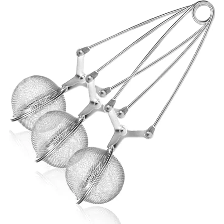 com-four® 3x Teezange, Teeei aus rostfreiem Edelstahl 304, Kugelform, Ø 4.5 cm, geschmacks- und geruchsneutral, spülmaschinengeeignet – Bild 1