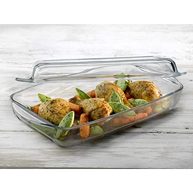 Pasabahce Auflaufform 59009 Servierform aus Glas mit Deckel, 3,3 Liter, rechteckig – Bild 2