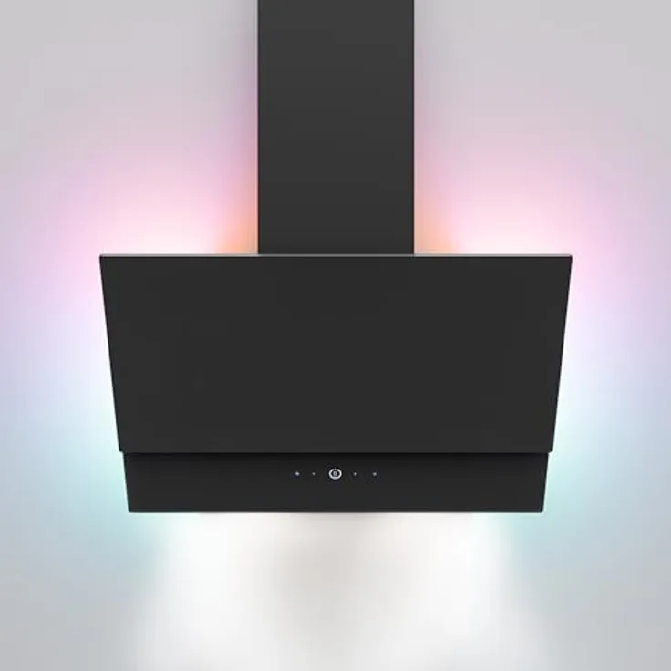 Heinrich´s HEINRICHS Dunstabzugshaube, 60cm Abluft/Umluft-Dunstabzugshaube, 560m³/h Saugkraft, mit LED-Ambientebeleuchtung, platzsparend, 3 Geschwindigkeitsstufen, inkl. Aktivkohlefilter, 75W Leistung, Schwarz