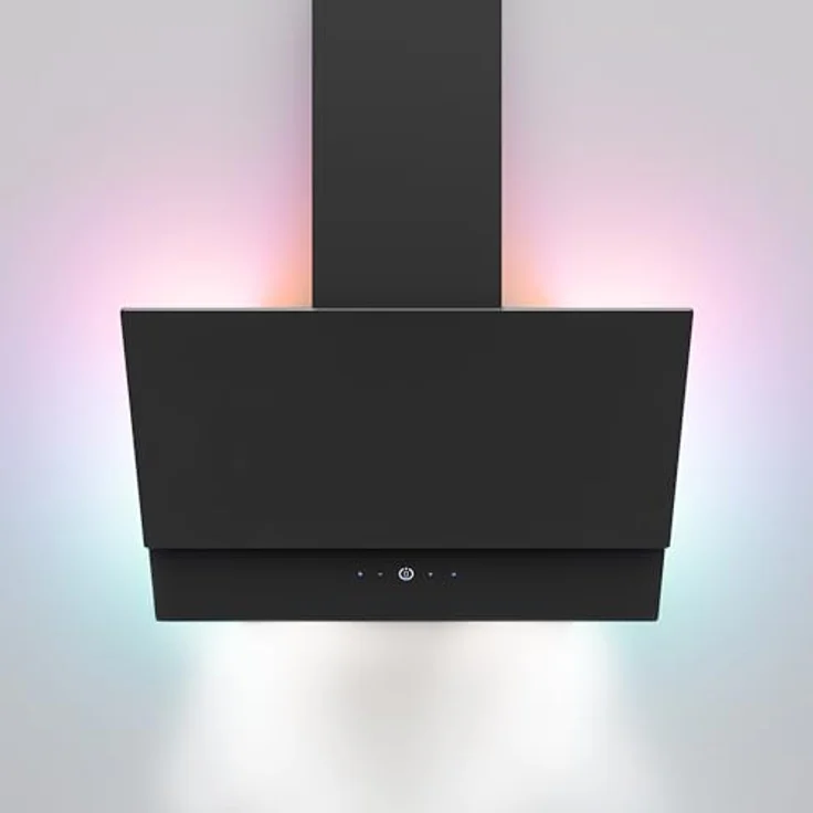 Heinrich´s HEINRICHS Dunstabzugshaube, 60cm Abluft/Umluft-Dunstabzugshaube, 560m³/h Saugkraft, mit LED-Ambientebeleuchtung, platzsparend, 3 Geschwindigkeitsstufen, inkl. Aktivkohlefilter, 75W Leistung, Schwarz – Bild 1