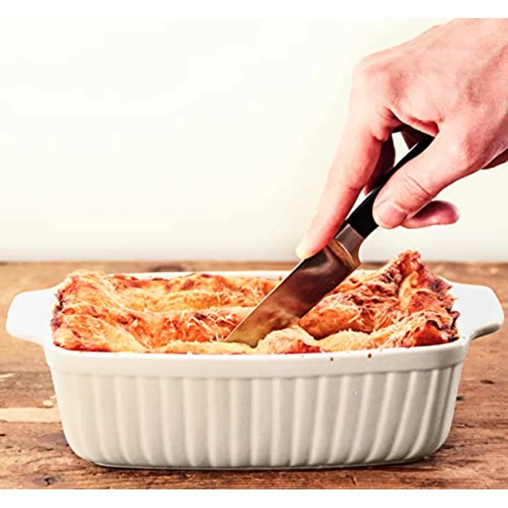 Mäser 931137 Serie Kitchen Time, Auflaufformen rechteckig im 2er Set, eckige Ofenformen, ideal auch für Lasagne, kratz- und schnittfest, Keramik, 33 x 24 x 8 cm - 25,5 x 16 x 7 cm, Grau – Bild 7