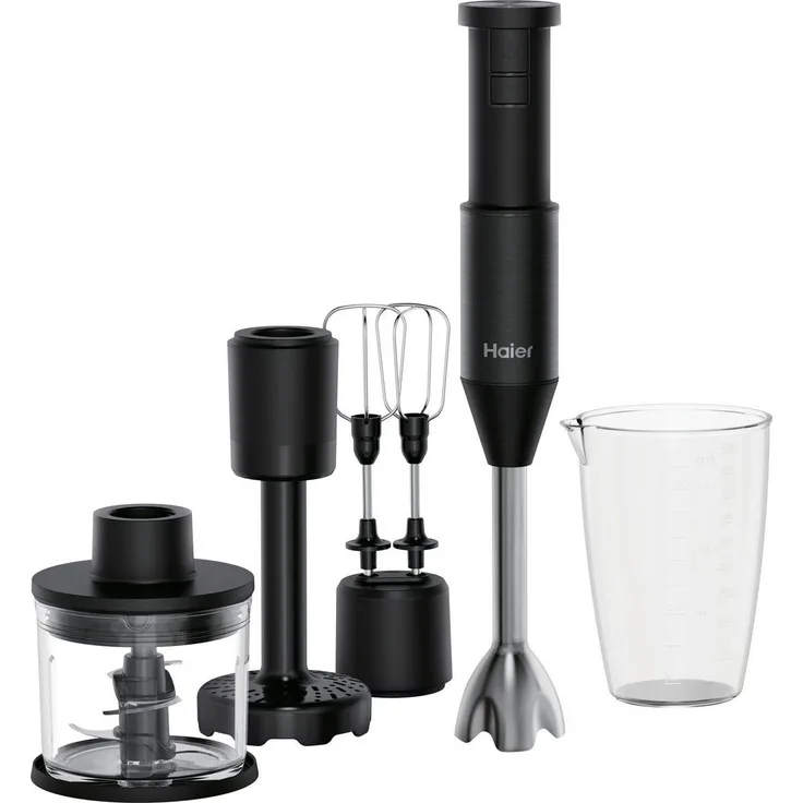 Haier HHB5B5/1 011 I-Master Series 5, Stabmixer mit drei scharfen Klingen, Rührbesen, Zerkleinerer und Kartoffelstampfer, minimalistisches Design