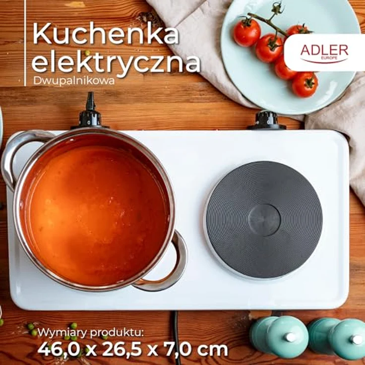 Adler Doppelkochplatte AD 6520, elektrisch mit stufenloser Temperaturregelung, 2500 W, weiß – Bild 7