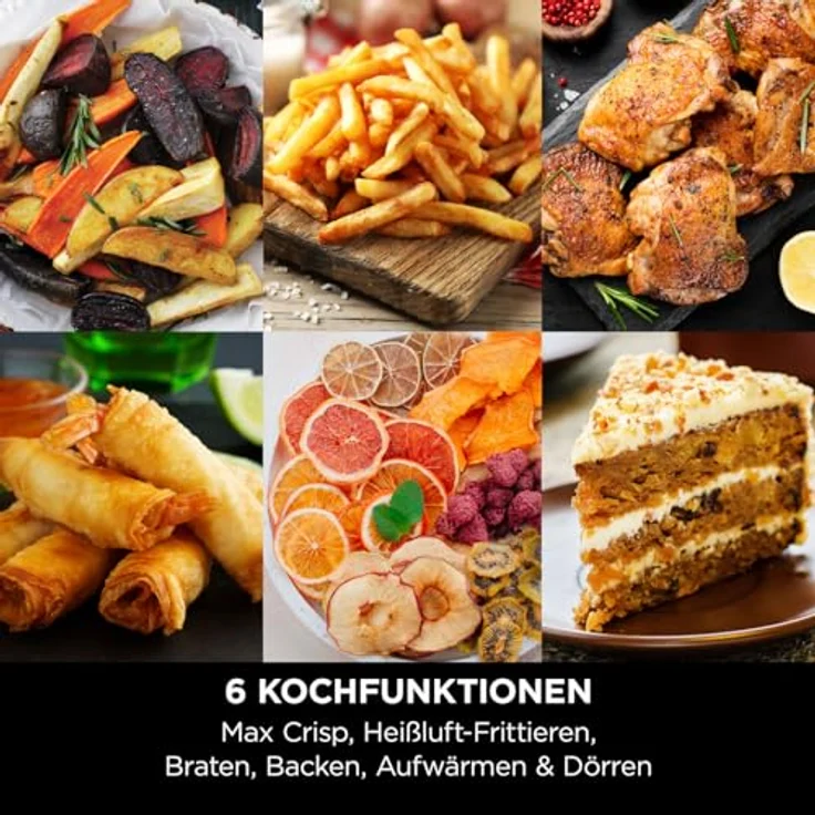 Ninja Heißluftfritteuse MAX PRO, 6,2 l, ohne Öl, große Schublade, Braten, Backen, Heißluft-Fritieren, Familiengröße, digital, Antihaftbeschichtung, spülmaschinenfeste Teile, Grau, AF180EU – Bild 3