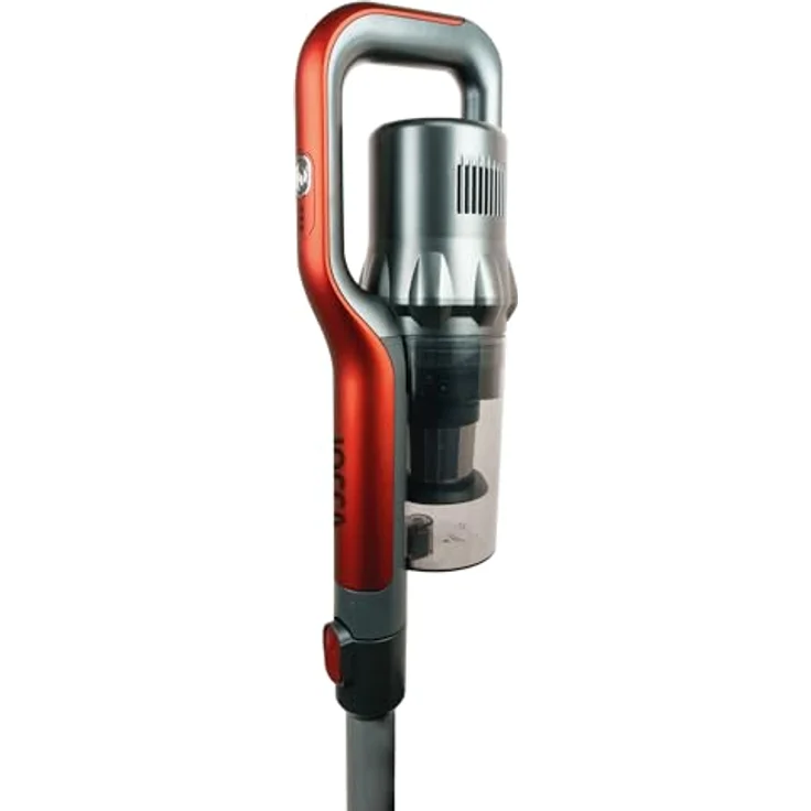 Jocca 2182, Beutelloser Stabstaubsauger mit HEPA-Filter, kabellos, 0,6 l, schwarz-rot-silber – Bild 5