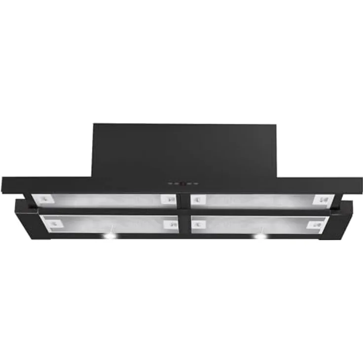 Amica FH 694 621 S, Flachschirmhaube 90 cm, schwarz, Abluft- und Umluftbetrieb, LCD Display, SoftTouch Bedienung, 3 Leistungsstufen, 2 x LED Beleuchtung