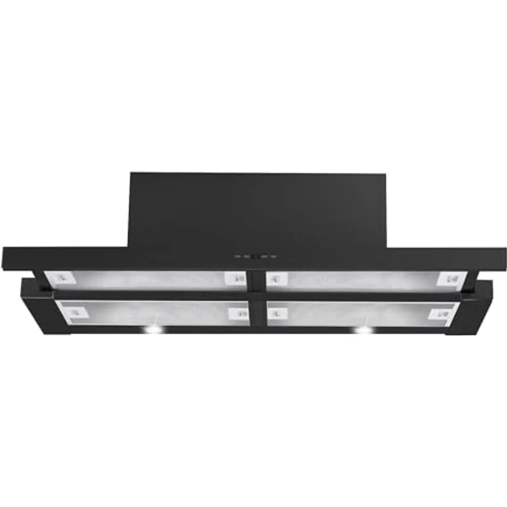 Amica FH 694 621 S, Flachschirmhaube 90 cm, schwarz, Abluft- und Umluftbetrieb, LCD Display, SoftTouch Bedienung, 3 Leistungsstufen, 2 x LED Beleuchtung – Bild 1