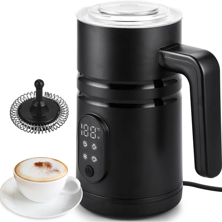 CkeyiN Milchaufschäumer 4 in 1, elektrischer automatischer Milchschäumer, 350ml, 400W für heißen und kalten Milchschaum, heiße Schokolade, Latte, Cappuccino