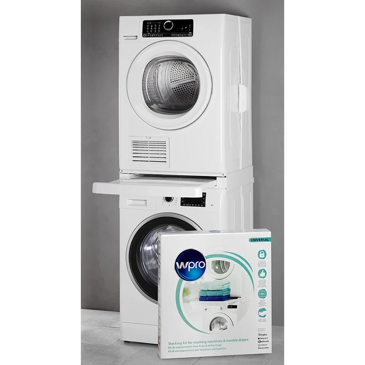 Wpro SKS101, Wäschetrockner-Verbindungssatz, Maße 600 x 600 mm, ausziehbare Ablage – Bild 7