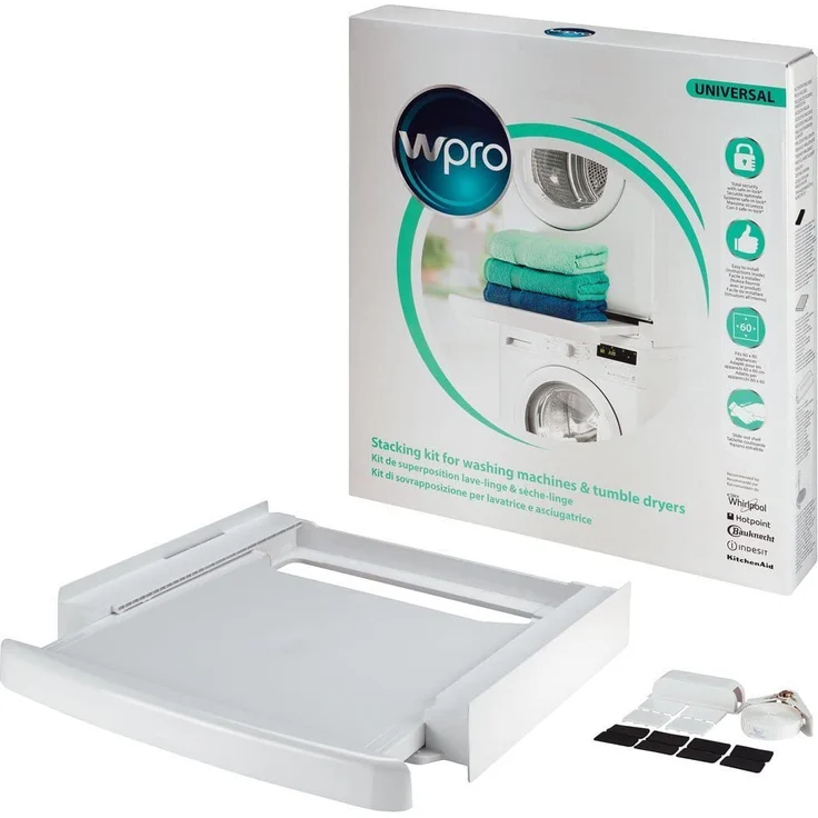 Wpro SKS101, Wäschetrockner-Verbindungssatz, Maße 600 x 600 mm, ausziehbare Ablage – Bild 2