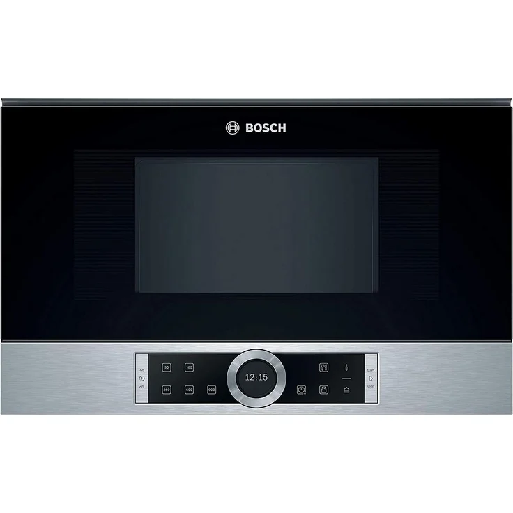 Bosch BFR634GS1 Serie 8 Mikrowelle, Einbaugerät, 900 Watt, 21 Liter Garraum, Täranschlag Rechts,7 voreingestellte Automatikprogramme, automatische Leistungsstufe nach Gewicht, edelstahl – Bild 1