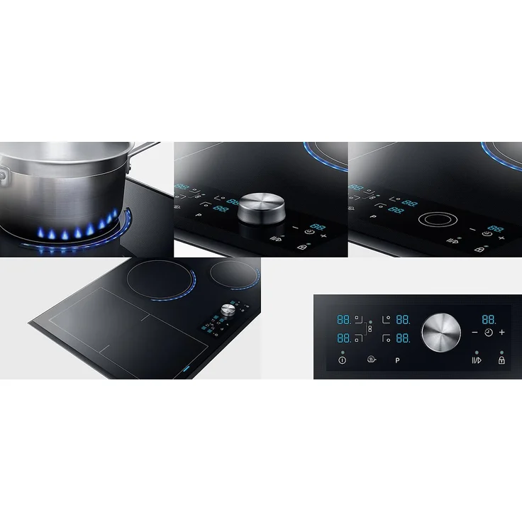 Samsung NZ84J9770EK Induktionskochfeld, Einbaugerät, Autark ja, Betriebsart elektrisch, Anzahl Kochstellen 4, mit abnehmbarem Magnetknebel, Facettenschliff, schwarz – Bild 16