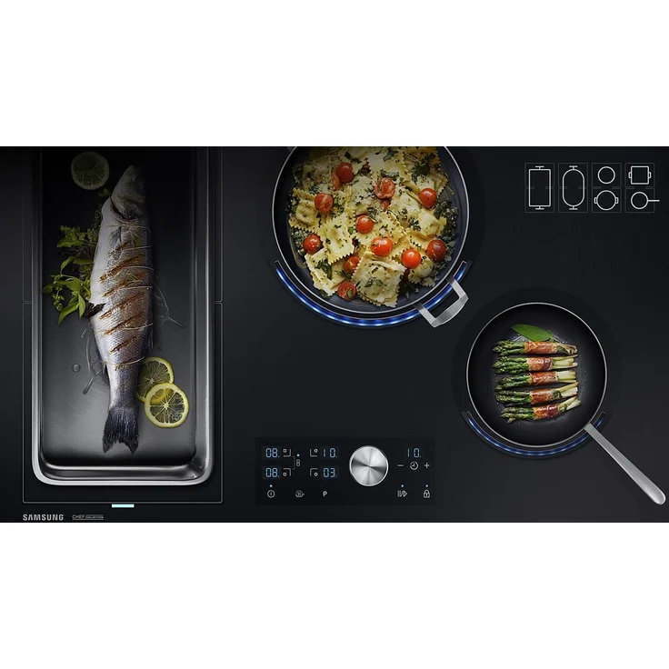 Samsung NZ84J9770EK Induktionskochfeld, Einbaugerät, Autark ja, Betriebsart elektrisch, Anzahl Kochstellen 4, mit abnehmbarem Magnetknebel, Facettenschliff, schwarz – Bild 11