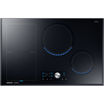 Samsung NZ84J9770EK Induktionskochfeld, Einbaugerät, Autark ja, Betriebsart elektrisch, Anzahl Kochstellen 4, mit abnehmbarem Magnetknebel, Facettenschliff, schwarz