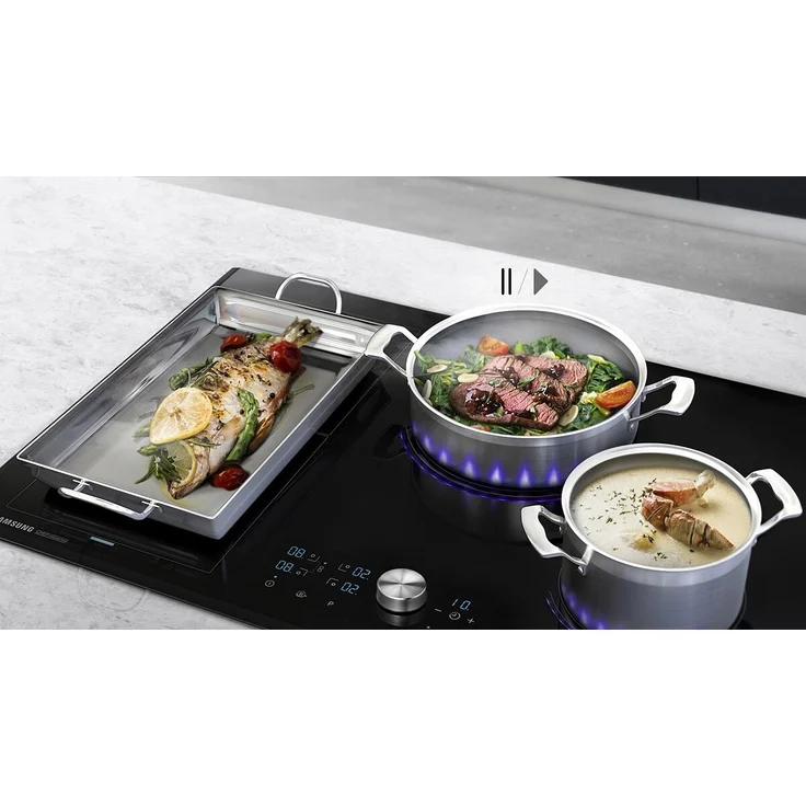 Samsung NZ84J9770EK Induktionskochfeld, Einbaugerät, Autark ja, Betriebsart elektrisch, Anzahl Kochstellen 4, mit abnehmbarem Magnetknebel, Facettenschliff, schwarz – Bild 13