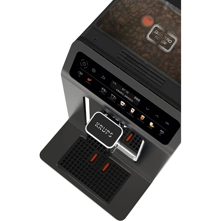 Krups EA895N Evidence One Kaffeevollautomat One-Touch-Cappuccino, Doppel-Tassen-Funktion, 12 Getränkespezialitäten, Farbdisplay, 2,3L Wassertank, 1450 Watt, mit Milchsystem – Bild 5