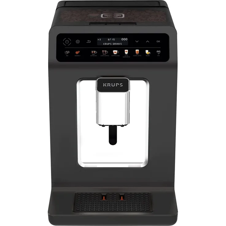 Krups EA895N Evidence One Kaffeevollautomat One-Touch-Cappuccino, Doppel-Tassen-Funktion, 12 Getränkespezialitäten, Farbdisplay, 2,3L Wassertank, 1450 Watt, mit Milchsystem
