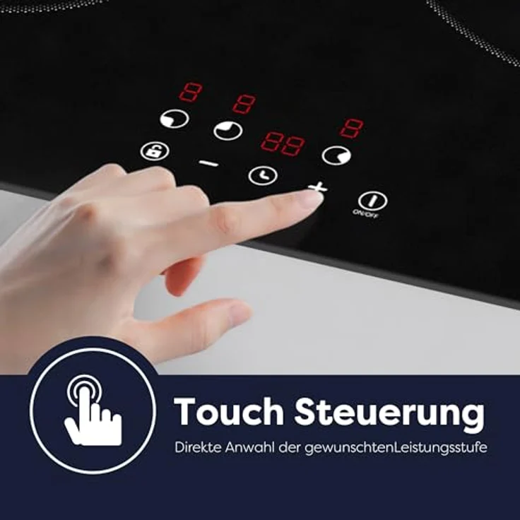 CIARRA CABBIH3-F Induktionskochfeld 60 cm, Einbaukochfeld mit 3 Platten, Touch-Bedienung, 9 Leistungsstufen, Timer, abschaltautomatisch, Restwärmeanzeige, Kindersicherung – Bild 4