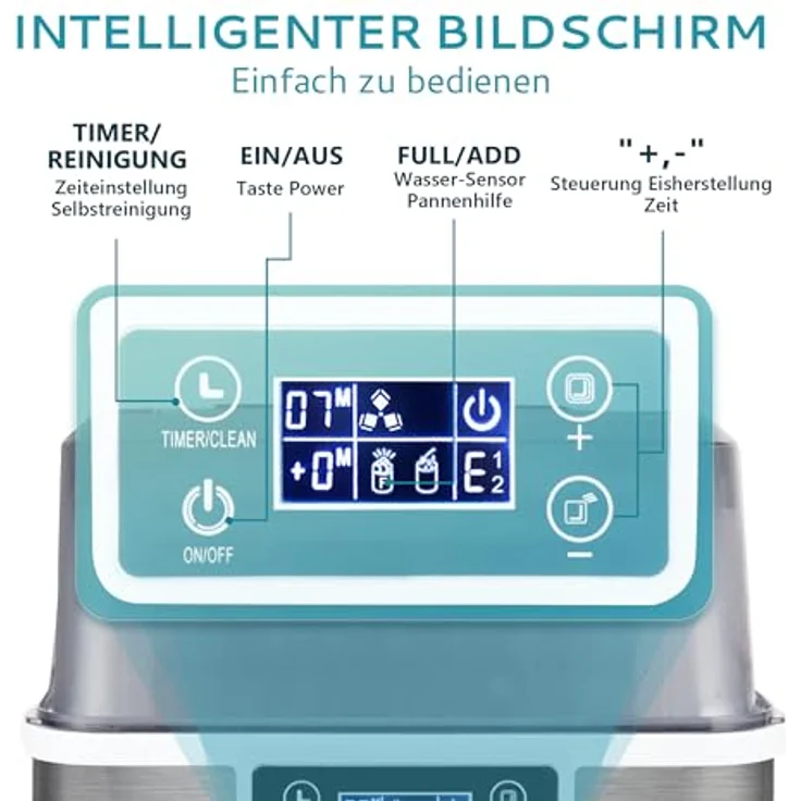 EUHOMY Edelstahl Eiswürfelmaschine, 24 kg Tagesleistung, 24 perfekte eiförmige Eiswürfel in 13 Minuten, selbstreinigend – Bild 4