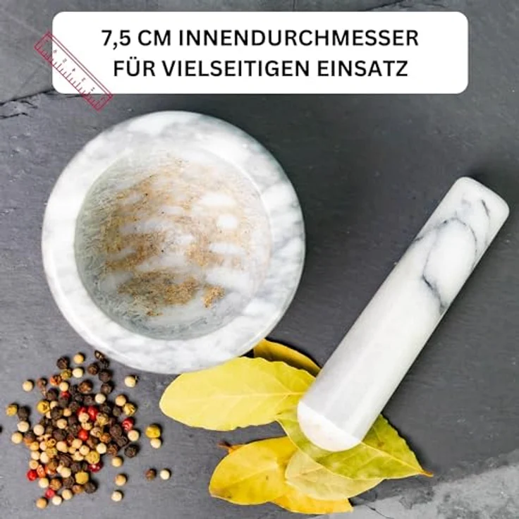 Westmark Mörser mit Stößel, Marmor, Innendurchmesser: 7,5 cm, Gourmet, Weiß-Grau, 69592260 – Bild 6