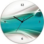 ARTLAND Wanduhr ohne Tickgeräusche Glas Quarzuhr Ø 30 cm Rund Lautlos Kreatives Element Petrol