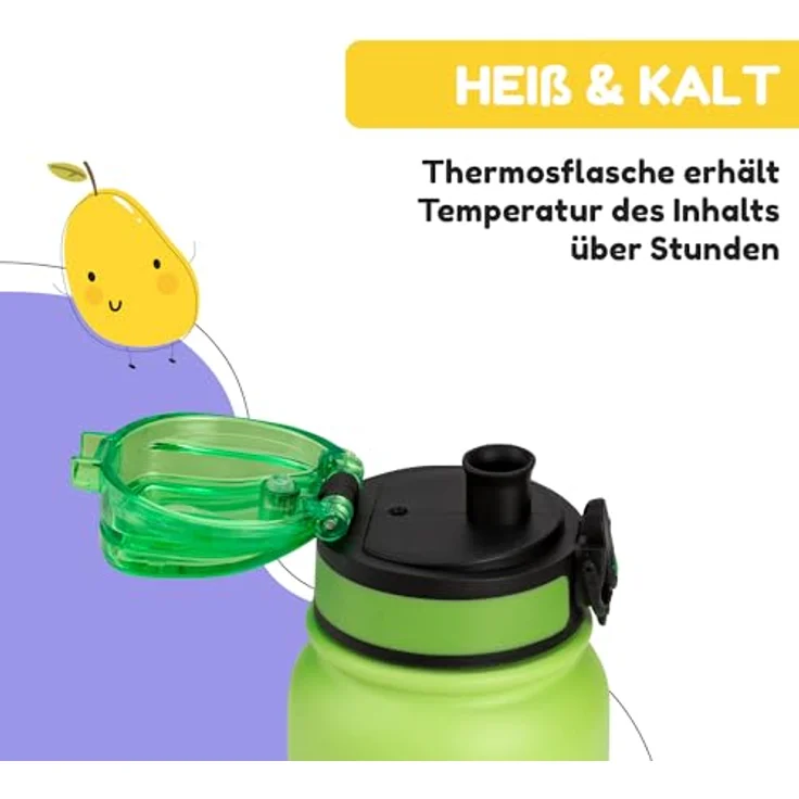 schmatzfatz Trinkflasche Kinder Auslaufsicher, 550ml Edelstahl-Trinkflasche für Schule & Kindergarten, Wasserflasche BPA-Frei, Für Kaltes & Heißes, Auslaufsichere Trinkflasche für Mädchen & Jungen – Bild 4
