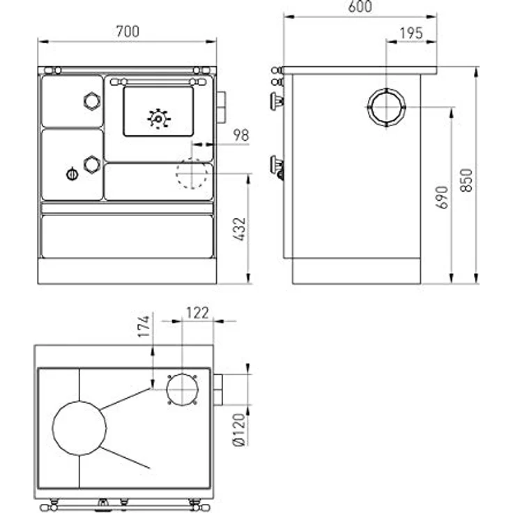 Wamsler Kohle-Holz-Herd K 176 RE, Heizkörper, Weiss - Robuste Stahlplatte, Schamott Brennraum, 5 kW Wärme, erfüllt 1.BImSchV/1.Stufe – Bild 6