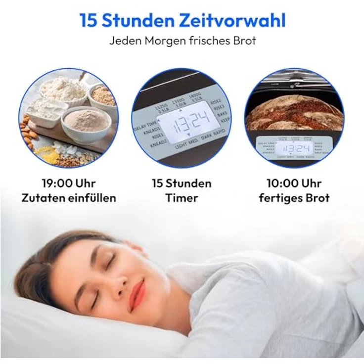 MEDION Brotbackautomat MD 12040, 950 Watt, bis zu 1600g, 20 Backprogramme, 3 Bräunungsgrade, Warmhaltefunktion, Sichtfenster, Zeitvorwahl – Bild 4