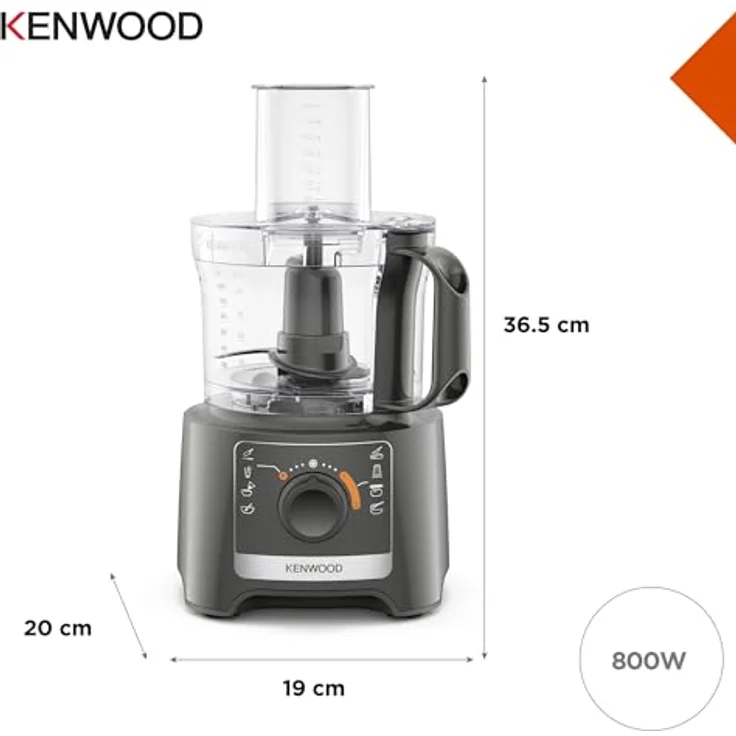 Kenwood FDP31.170GY, Universalzerkleinerer mit 800W Motor, grau, stapelbarer In-Bowl-Speicher, spülmaschinenfest – Bild 5
