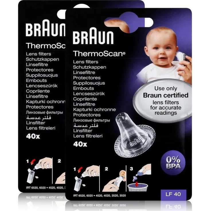 Braun Fieberthermometer Braun ThermoScan Schutzkappen 40 Stück - Für Thermoscan Thermometer (2)initWith Latex- und BPA-freien Wechselkappen