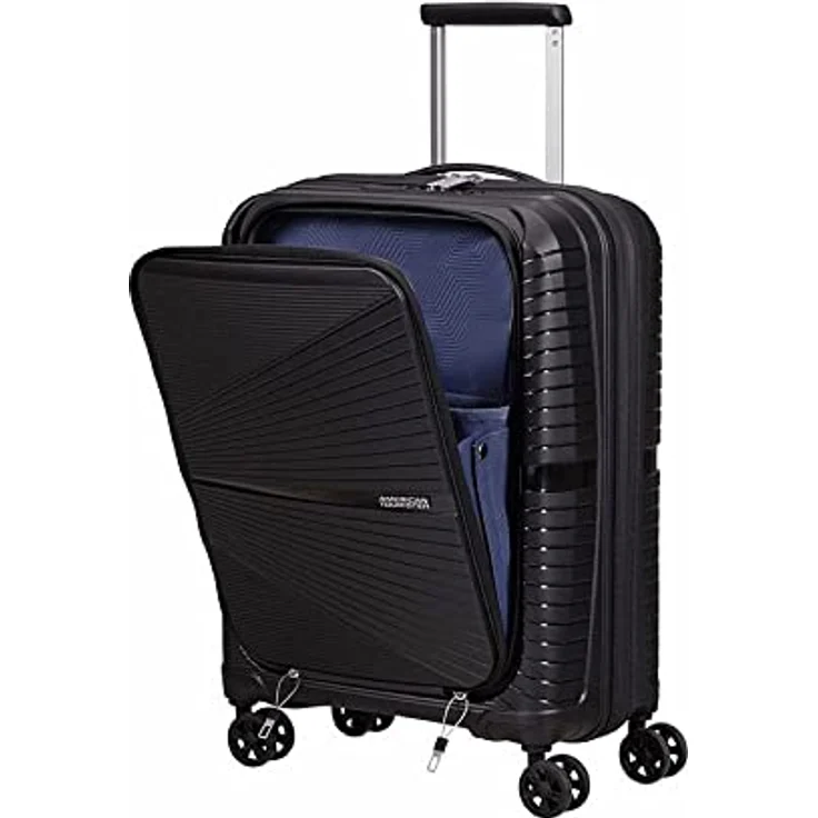 American Tourister® Hartschalen-Trolley AIRCONIC 55, 4 Rollen, mit 15,6-Zoll Laptopfach, Tabletfach und USB-Schleuse, in trendigem 360°-Liniendesign, schwarz – Bild 6