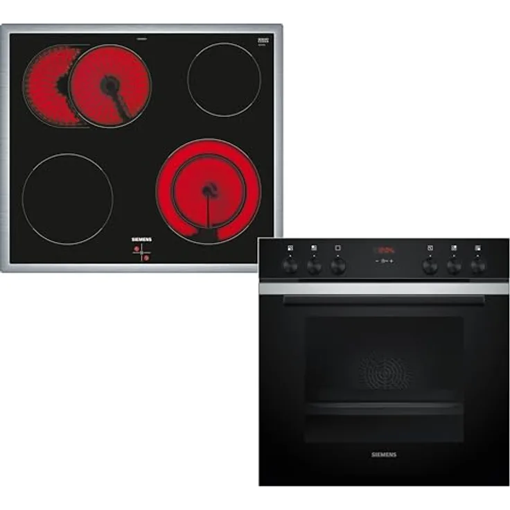 Siemens EQ211KB11 Herdset, HE213BBS3 Backofen mit AquaStop® und EA64RGNA1E Kochfeld, Edelstahl