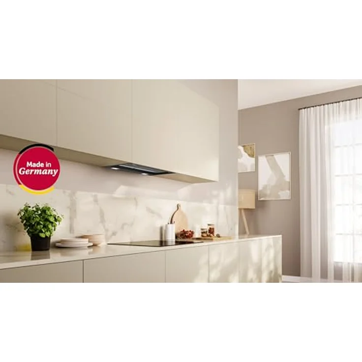 Neff D67XDP2S0, N 70, Integrierte Designhaube, 60 cm, Klarglas schwarz bedruckt, Mattschwarz, Effiziente Motortechnologie, Touch Control und Home Connect Funktionen – Bild 2