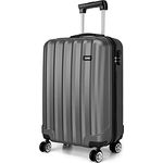 KONO Koffer Trolley Handgepäck Hartschale ABS Reisekoffer Rollkoffer Handgepäck Suitcase (Grau, M)
