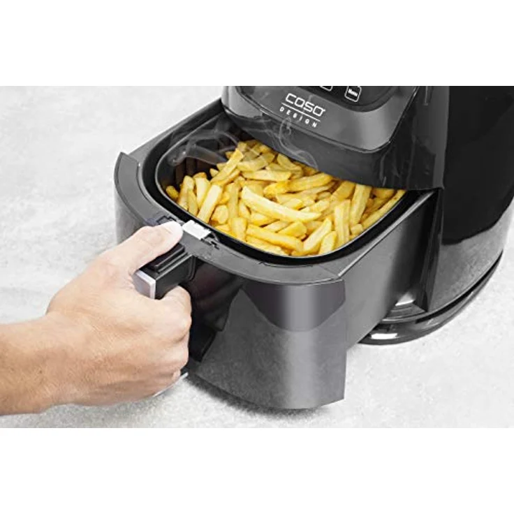 Caso 3179 AF 255 Heißluftfritteuse, ohne Öl, 3 Liter Fassungsvermögen, 1 kg, 60-200°C, Grill-Rost, schwarz, Edelstahl Kunststoff – Bild 6