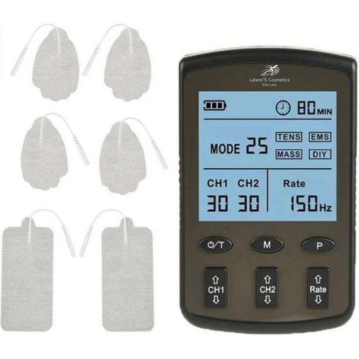 Lalano`S Cosmetics Strong Physio TENS-EMS-Gerät, Schmerztherapiegerät mit 25 Massage Modi und DIY-Modus, Venentrainer zur Schmerzlinderung, Typ-C Ladeanschluss, inkl. 300mAh Lithiumbatterie