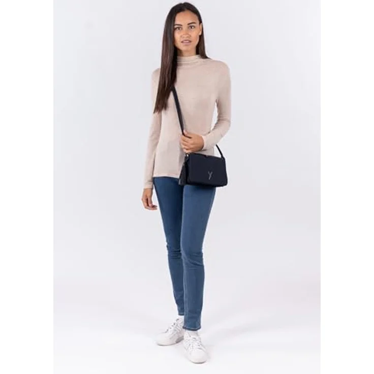 SURI FREY Umhängetasche Romy Basic, kleine Crossover Bag mit vielen Fächern, Farbe Blau, inkl. Quasten-Anhänger – Bild 2