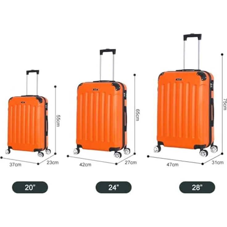 COFI 1453 Reisekoffer Kofferset 3 TLG Hartschale Trolley Set Orange – Bild 2
