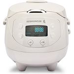REISHUNGER Digitaler Reiskocher klein, grau | 0,6 L bis 3 Personen | Warmhaltefunktion, Timer & Premium Topf | Kleiner Multikocher & Dampfgarer, 8 Programme, 7-Phasen-Technologie
