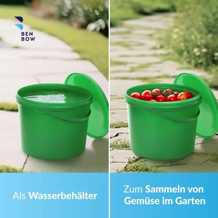 BenBow Eimer mit Deckel mit Griff 10L 10 Stk., Grün BSR-, Luftdicht, Lebensmittelecht, BRC-, auslaufsicher. – Bild 5