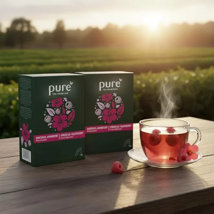 PURE Tea Selection Früchtetee Hibiskus & Himbeere 25 x 3g Tee Beutel – Bild 5