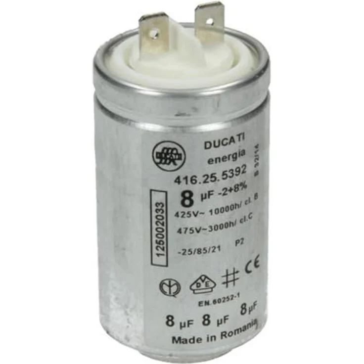 Kondensator AEG 125002033-4 8µF 425-475V mit Steckfahnen für Trockner – Bild 2