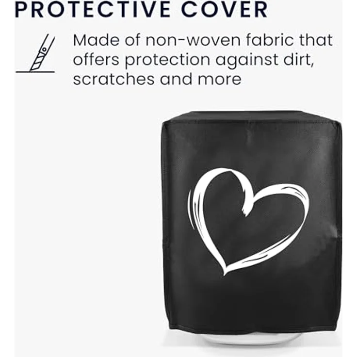 kwmobile Abdeckhaube kompatibel mit Thermomix TM5/TM6 mit Varoma, Küchenmaschine Hülle in Weiß Schwarz Herz Brush, Schutz vor Staub und Spritzern – Bild 4