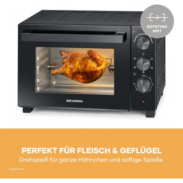 Severin TO 9020 Minibackofen, elektrisch mit Grillfunktion, 1600 W, schwarz – Bild 7