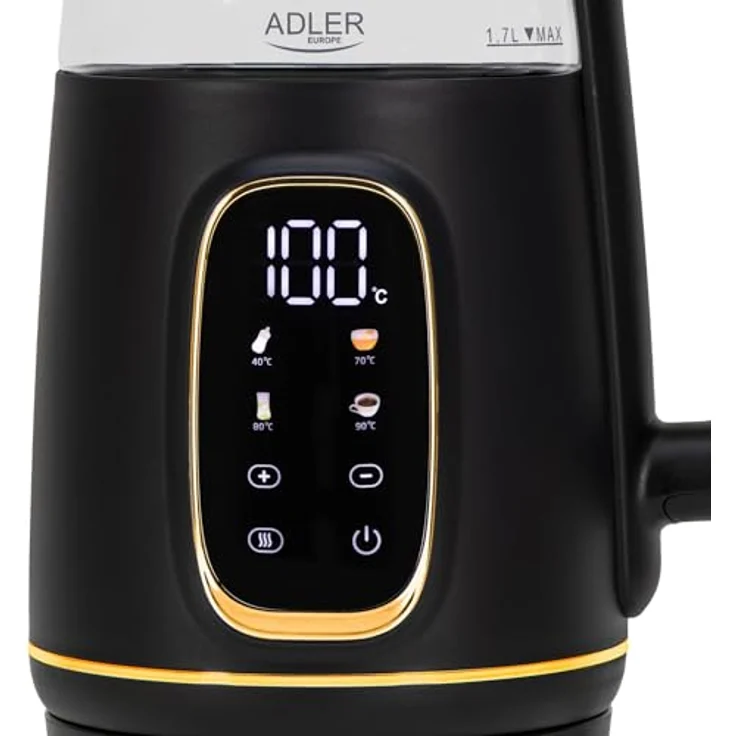 ADLER Wasserkocher AD 1230, 2200W, 1,7L mit LED-Display, Touchpanel, 5 Temperaturprogrammen und Warmhaltefunktion, inkl. Kalkfilter – Bild 5