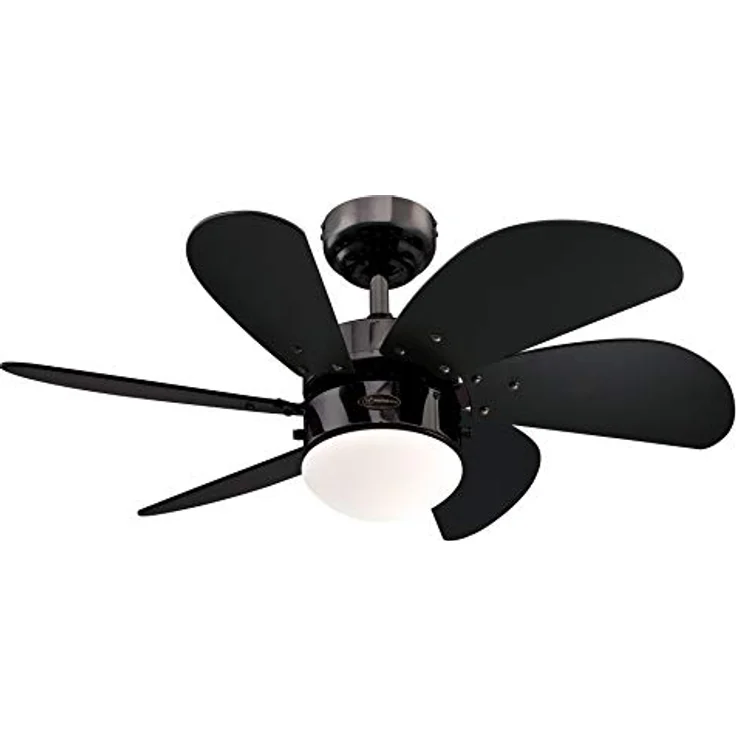 Westinghouse Lighting Turbo Swirl, Deckenventilator Metal, Einzelleuchte mit Opalmilchglas, Ausführung in Gun Metall mit Flügeln in Schwarz, 76 x 76 x 38 cm – Bild 2
